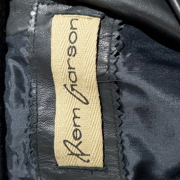 REM GARSON LITTLE BLACK LEATHER DRESS CLASSIC BOLD MOTO STATEMENT - Picture 8 of 10